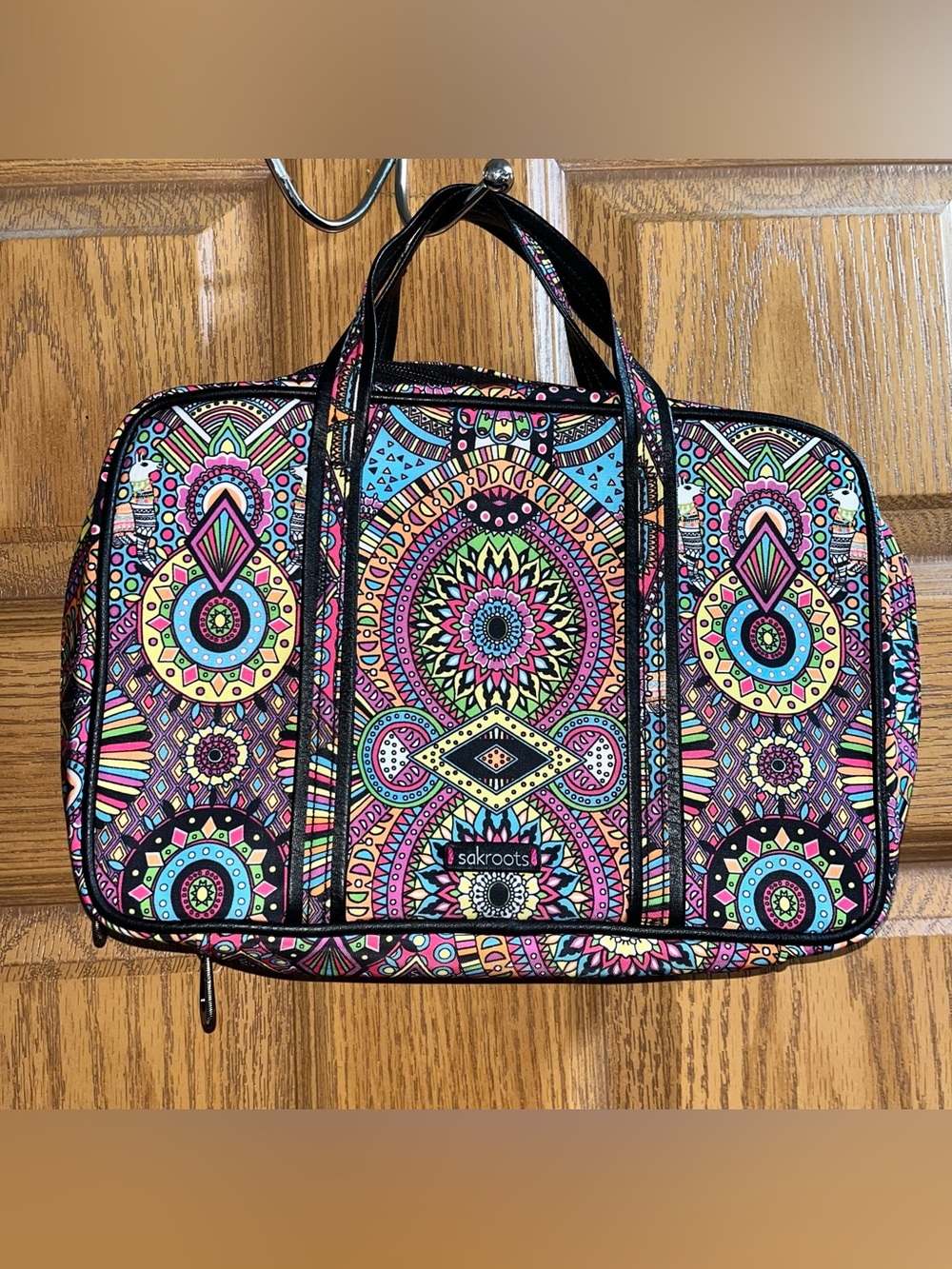 Sakroots Multicolor Mandala makeup hygiene expandable Travel Tote bag